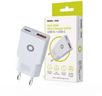 Φορτιστής USB-C & USB-A Mobile Origin GaN 30W Slim Charger MO16 TÜV White