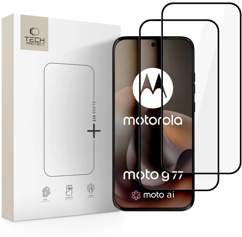 Προστασία Οθόνης Tech-Protect Glass Fit+ 2-Pack για Motorola Moto G67 / G77 - Black