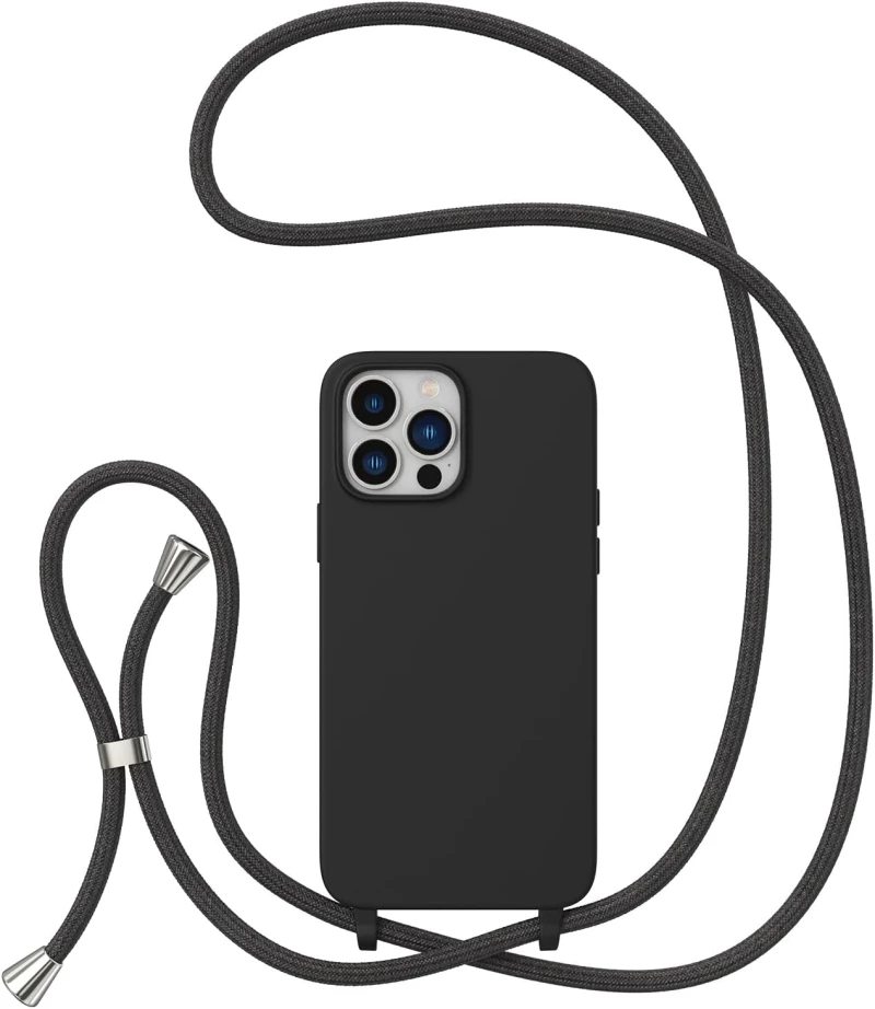 iPhone 15 Pro - Slim Phone Case, Crossbody case, 6.1 inch (Black)