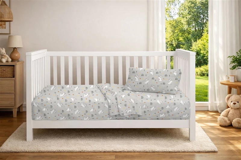 Παπλωματοθήκη Εμπριμέ bebe Rabbit Garden 586 120X160 Grey 100% Cotton - -