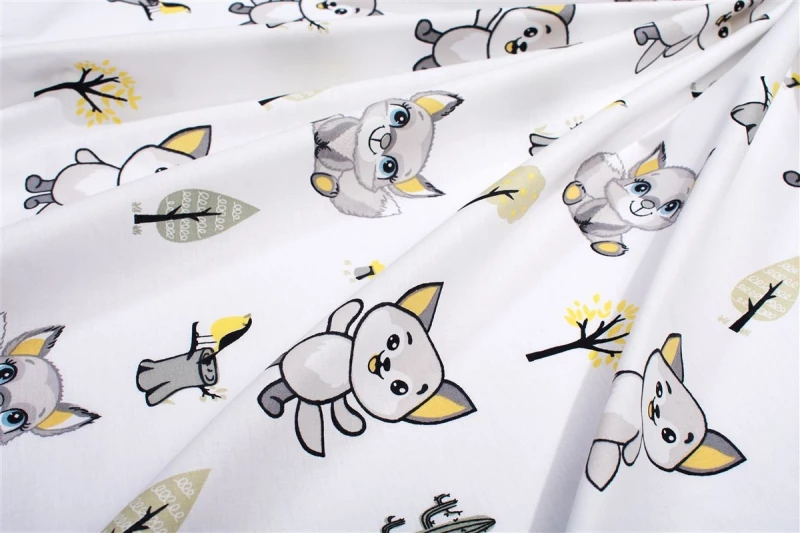 Σεντονάκι Λίκνου bebe Baby Foxes 595 80X110 White-Grey 100% Cotton - -