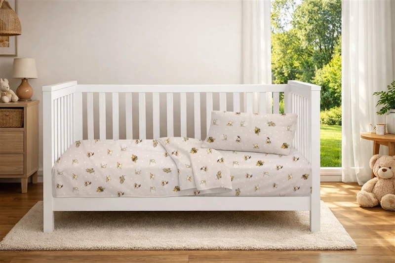 Σεντόνια Εμπριμέ Σετ 3 τεμ bebe Bear's Playtime 592 120X160 Beige 100% Cotton - -