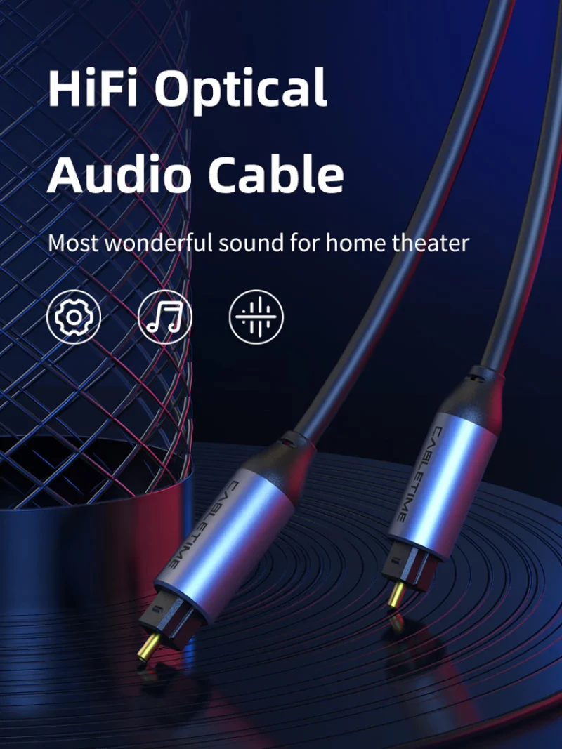 CABLETIME καλώδιο ήχου Toslink CT-AV380-P04GN, gold plated, 5mm, 2m, μαύρο