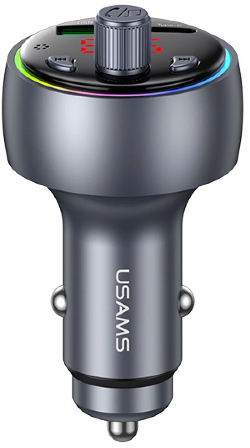 USAMS FM transmitter & φορτιστής CC328, USB/USB-C, 30W, Bluetooth, μαύρο