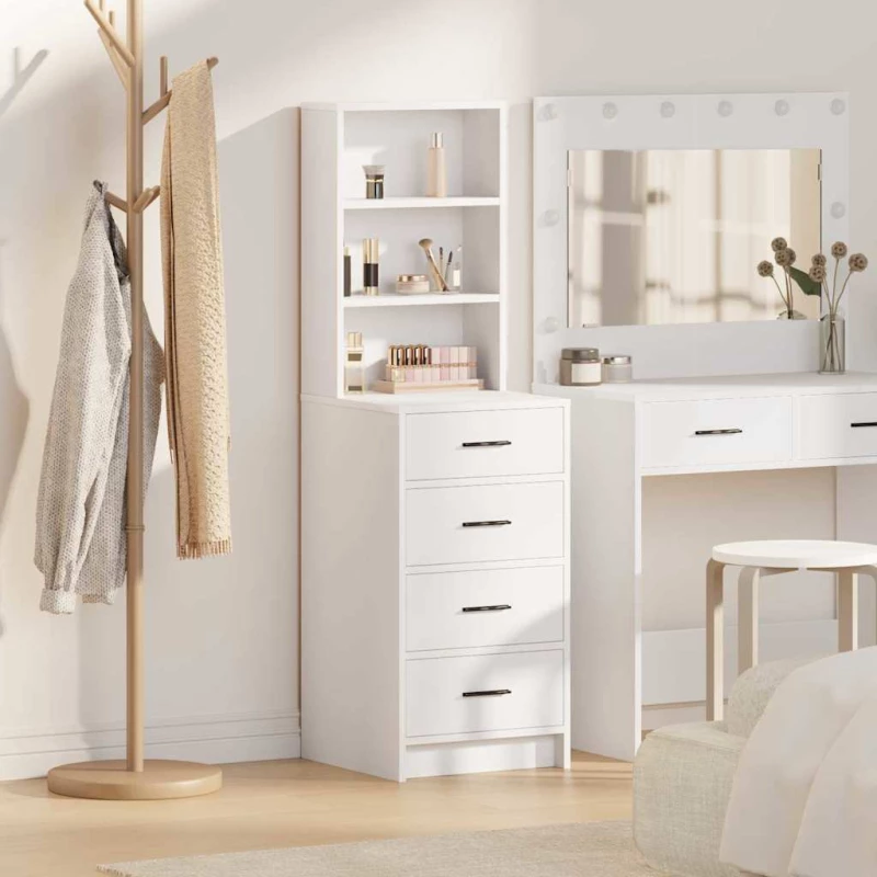 vidaXL Highboard με συρτάρι Λευκό 40 x 41 x 135 εκ. Επεξεργασμένο ξύλο