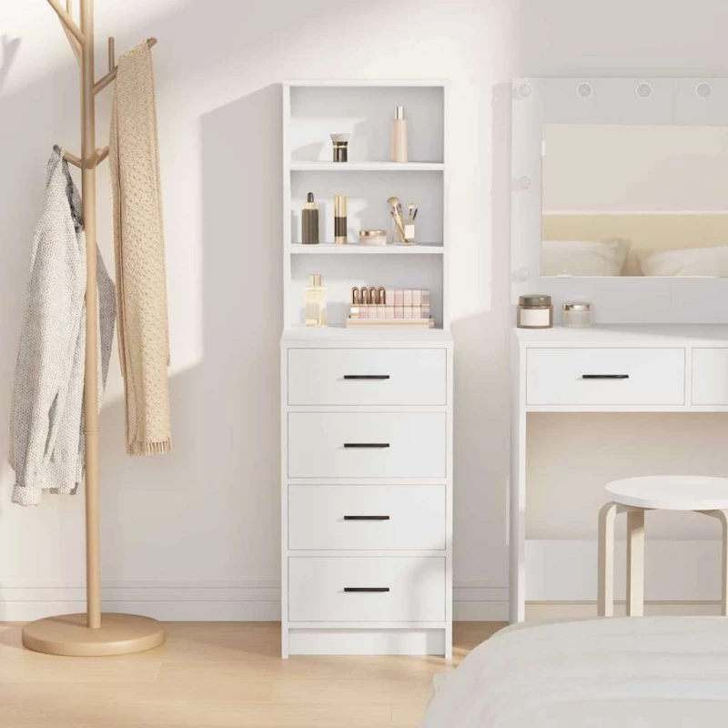 vidaXL Highboard με συρτάρι Λευκό 40 x 41 x 135 εκ. Επεξεργασμένο ξύλο