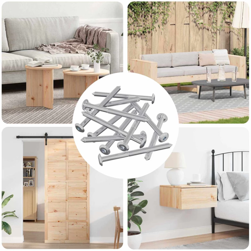 vidaXL Βίδες επίπλων 12 pcs Ασημί M6 x 85 χιλ. Ατσάλι