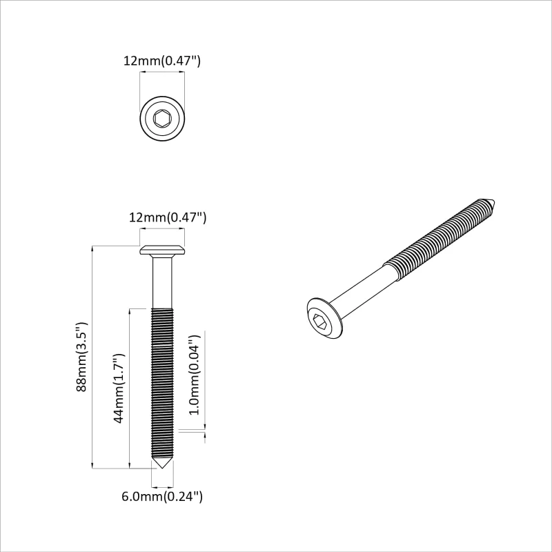 vidaXL Βίδες επίπλων 12 pcs Ασημί M6 x 85 χιλ. Ατσάλι