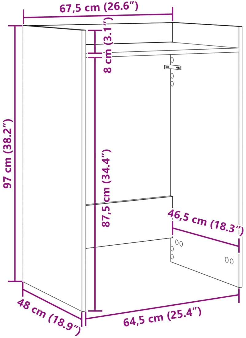 vidaXL Ντουλάπα Πλυντηρίου Λευκό 67,5 x 48 x 97 εκ Επεξεργασμένο ξύλο