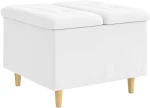 vidaXL Οθωμανικό αποθήκευσης Λευκός 60 x 60 x 45 cm Τεχνητό δέρμα