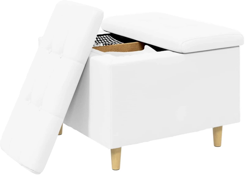 vidaXL Οθωμανικό αποθήκευσης Λευκός 60 x 60 x 45 cm Τεχνητό δέρμα