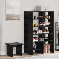 vidaXL Ντουλάπα Παπουτσιών με ράφι 2 pcs Μαύρη Οξυά Επεξεργασμένο ξύλο