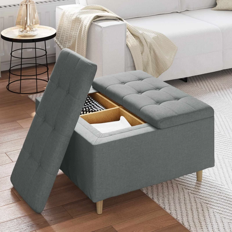 vidaXL Οθωμανικό αποθήκευσης Σκούρο Γκρι 80 x 80 x 45 cm ύφασμα
