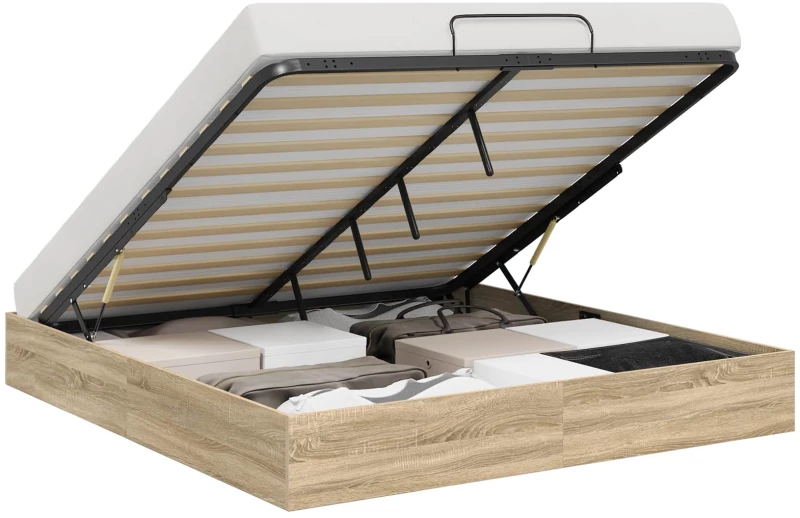 vidaXL Κρεβάτι Οθωμανικού Τύπου Δρύς Sonoma 203 x 180 x 25 εκ