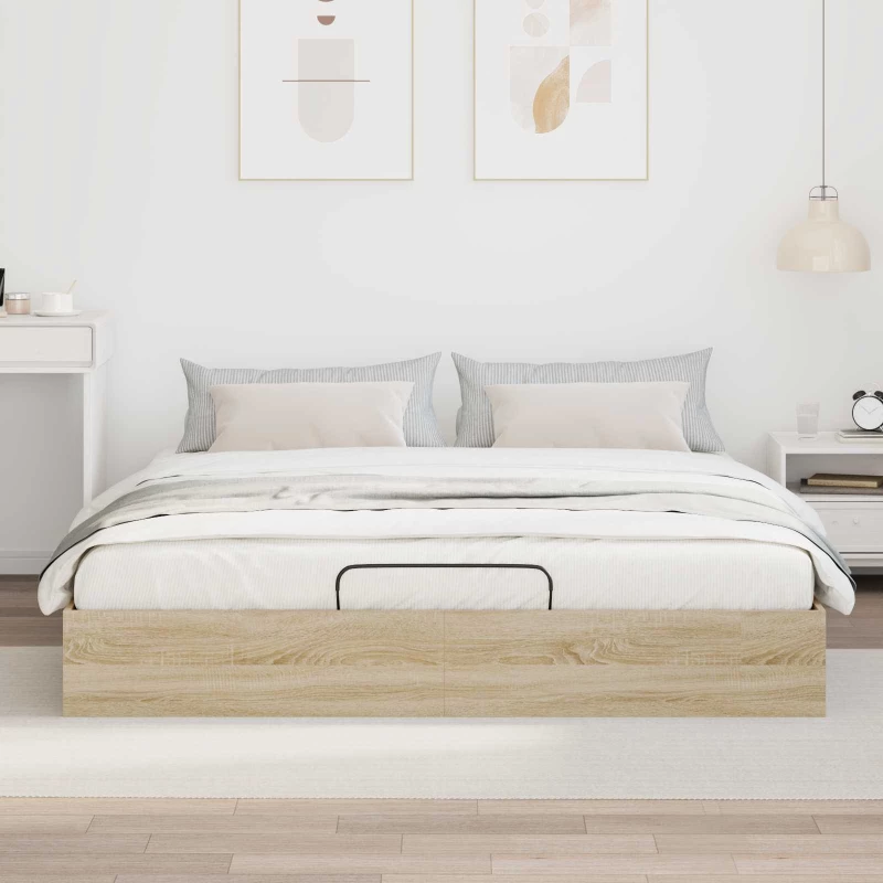 vidaXL Κρεβάτι Οθωμανικού Τύπου Δρύς Sonoma 203 x 180 x 25 εκ