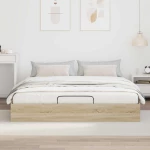 vidaXL Κρεβάτι Οθωμανικού Τύπου Δρύς Sonoma 203 x 180 x 25 εκ