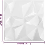 vidaXL Πάνελ τοίχου 12 pcs Διαμάντι Άσπρο 50 x 50 cm Φελιζόλ XPS