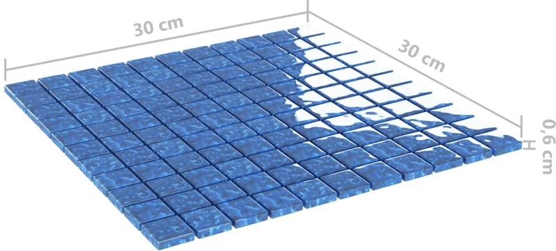 vidaXL Μωσαϊκό Πλακάκι 11 pcs Μπλε 50 x 50 cm Γυαλί