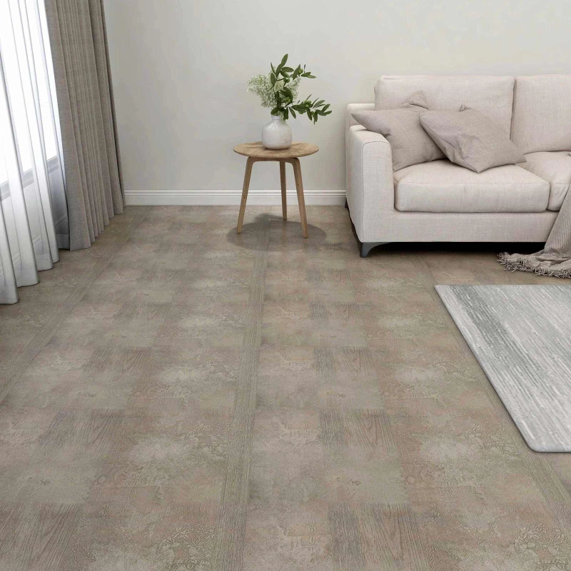 vidaXL Πλάκες Δαπέδου 5,11 τ.μ. 55 pcs PVC Σκούρο Καφέ και Γκρι