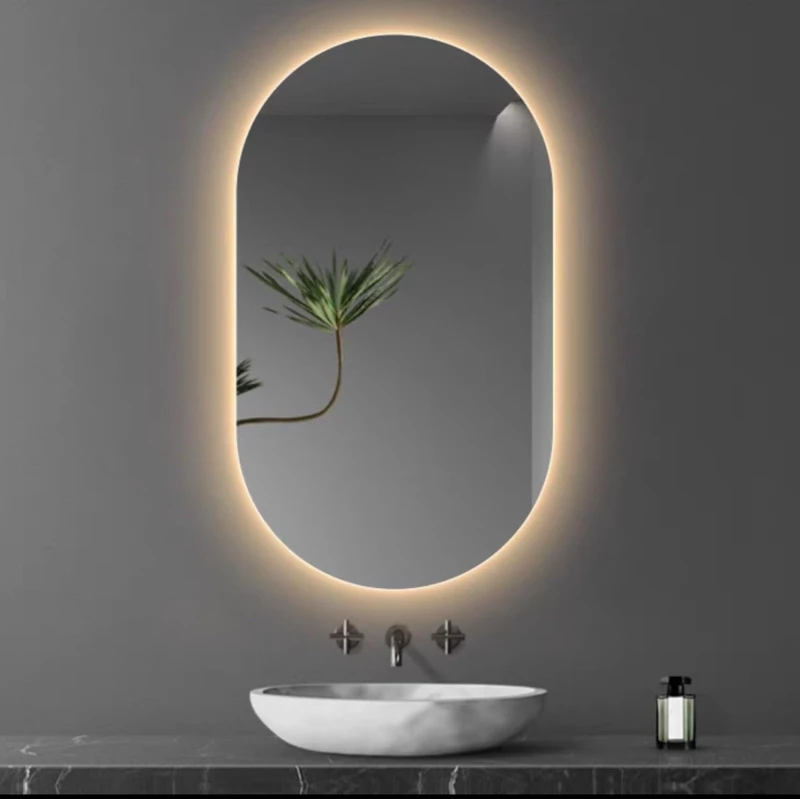 Stewehome LED Φωτισμένο Οβάλ Καθρέφτη Μπάνιου λευκό 45x85 cm