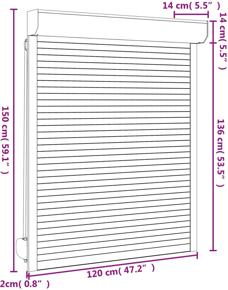 vidaXL Ρολό εισόδου Ανθρακί 120 x 150 cm Αλουμίνιο και Πολυουρεθάνη