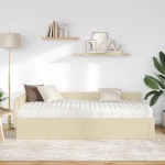 vidaXL Κρεβάτι γωνίας με στρώμα Άλλο με κεφαλάρι 2 pcs Κρεμ ύφασμα