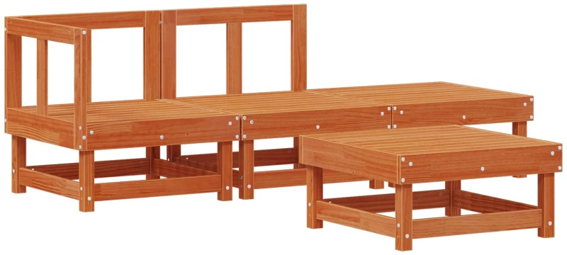 vidaXL Σετ Ξαπλώστρας Κήπου 4 pcs Κερί Παλαίωσης Μασίφ Ξύλο Πεύκου