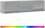 vidaXL Τηλεοπτική βιβλιοθήκη με LED Γκρι Σονομά 165 x 34 x 40 εκ.