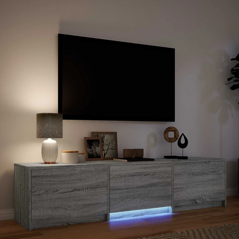 vidaXL Τηλεοπτική βιβλιοθήκη με LED Γκρι Σονομά 165 x 34 x 40 εκ.