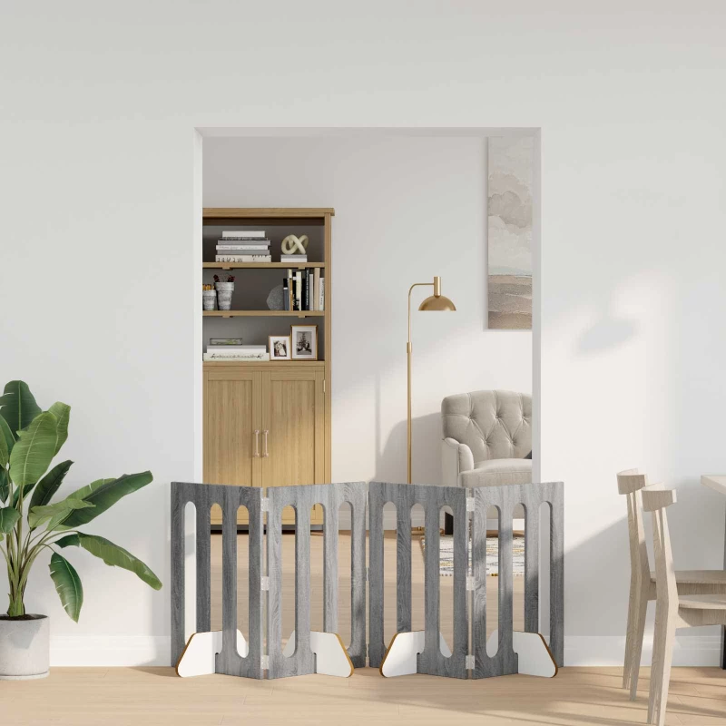 vidaXL Αναδιπλούμενη περίφραξη κατοικίδιων 4 pcs Γκρι Σονομά