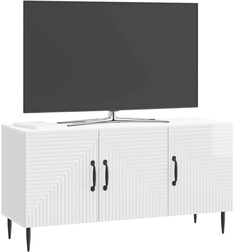 vidaXL Ντουλάπι TV Γυαλιστερό Λευκό 99 x 34,5 x 50 εκ.