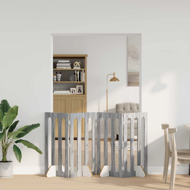 vidaXL Αναδιπλούμενη περίφραξη κατοικίδιων 4 pcs Γκρι Σονομά