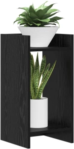 vidaXL Βάση φυτών με ράφι Μαύρη Δρυς 30 x 30 x 60 cm