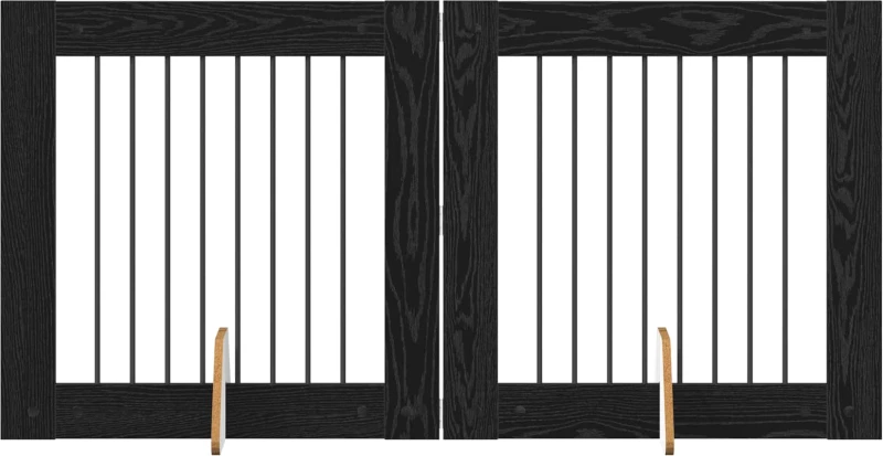 vidaXL Πύλη Σκύλου με Στηρίγματα 2 pcs Μαύρη Δρυς 80 x 80 cm
