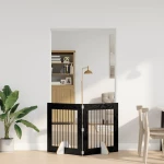 vidaXL Πύλη Σκύλου με Στηρίγματα 2 pcs Μαύρη Δρυς 80 x 80 cm