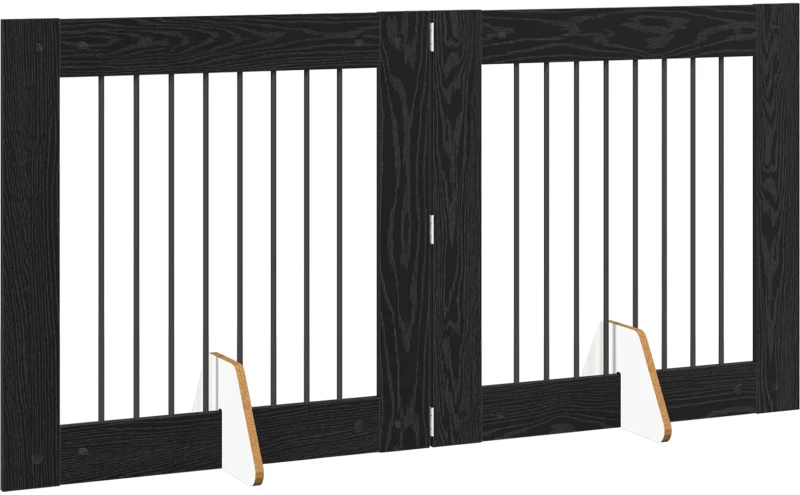 vidaXL Πύλη Σκύλου με Στηρίγματα 2 pcs Μαύρη Δρυς 80 x 80 cm