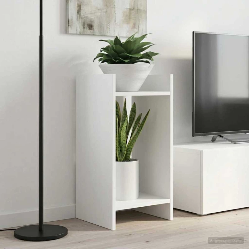 vidaXL Βάση φυτών με ράφι 2 pcs Λευκός 30 x 30 x 60 cm