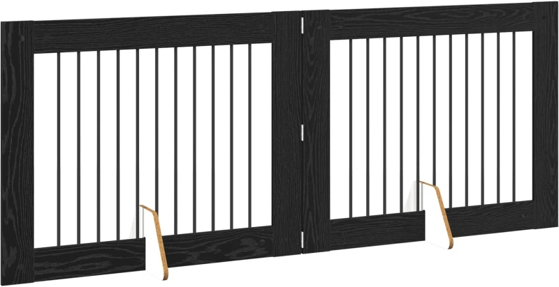 vidaXL Πύλη Σκύλου με Στηρίγματα 2 pcs Μαύρη Δρυς 100 x 80 cm