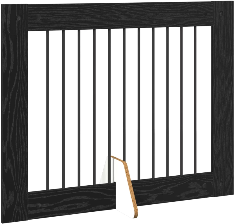 vidaXL Πύλη Σκύλου με Στηρίγματα 2 pcs Μαύρη Δρυς 100 x 80 cm