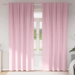vidaXL Κουρτίνες Μαύρης Ύφανσης με Δαχτυλίδια 2 pcs Απαλό ροζ