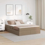 vidaXL Κρεβάτι με αποθηκευτικό χώρο και στρώμα 2 pcs Καπουτσίνο Δέρμα