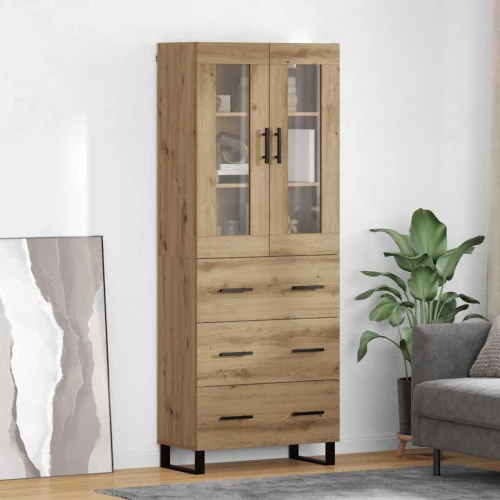vidaXL Highboard με συρτάρι 2 pcs Artisan Oak Επεξεργασμένο ξύλο