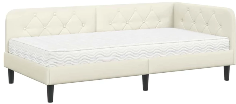 vidaXL Κρεβάτι Γωνίας Κρεμ 90 x 190 cm Βελούδο