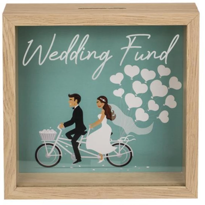 Κουμπαράς - κορνίζα ξύλινος Wedding Fund Υ20x20x5εκ.