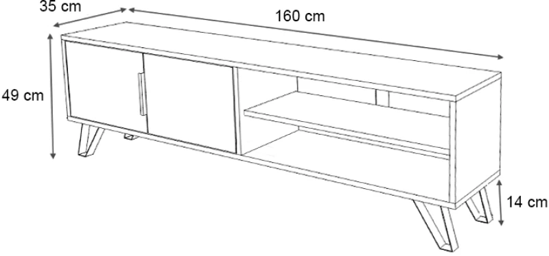 Έπιπλο τηλεόρασης Foot Megapap χρώμα καρυδί 160x35x49εκ.
