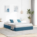 vidaXL Κρεβάτι Οθωμανικού Τύπου Σκούρο Μπλε 140 x 190 cm Βελούδο