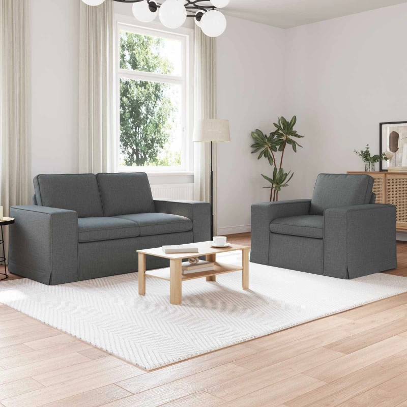 vidaXL Σετ Καναπέ 2 pcs Σκούρο Γκρι 162 x 80 x 82 εκ ύφασμα