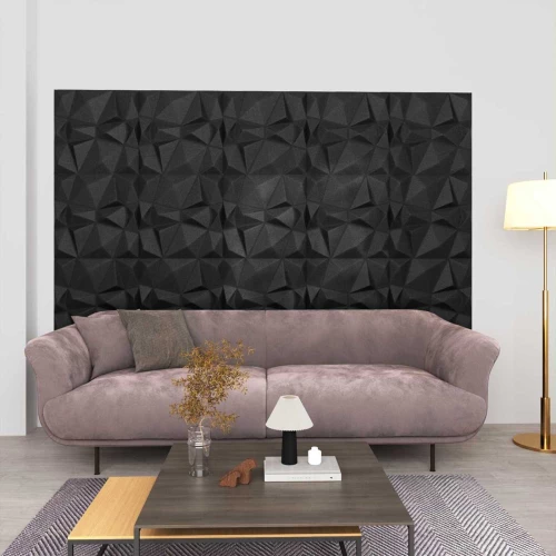 vidaXL Πάνελ τοίχου 12 pcs Διαμάντι Μαύρο 50 x 50 cm Φελιζόλ XPS
