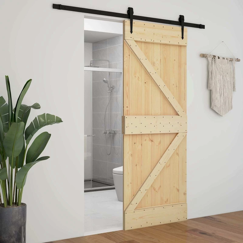 vidaXL Πόρτα NARVIK Φυσικό 80 x 210 cm Συμπαγές Ξύλο Πεύκου