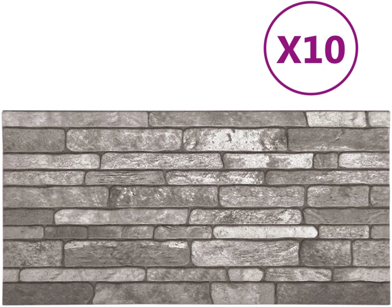 vidaXL Πάνελ τοίχου 10 pcs Σκούρο Γκρι 100 x 50 cm Αφρός EPS